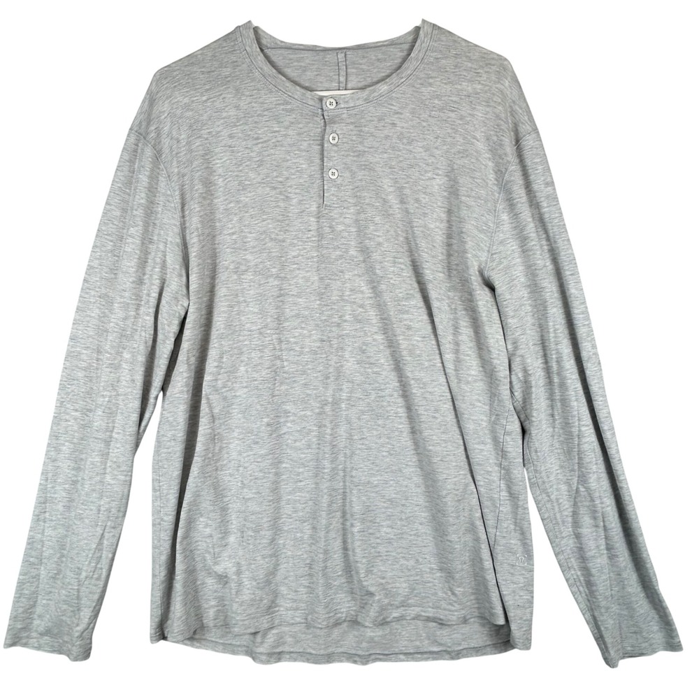 Lululemon Mens Long Sleeve Henley Shirt Heathered Grey size M NWOT